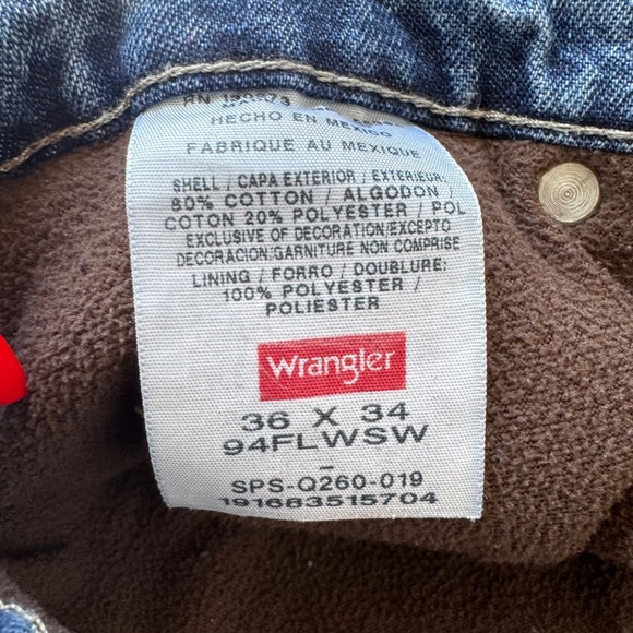 Vintage Wrangler Fleece Lined Carpenter Jeans Men's 36x34 Utility Workwear Pants - Picture 4 of 6